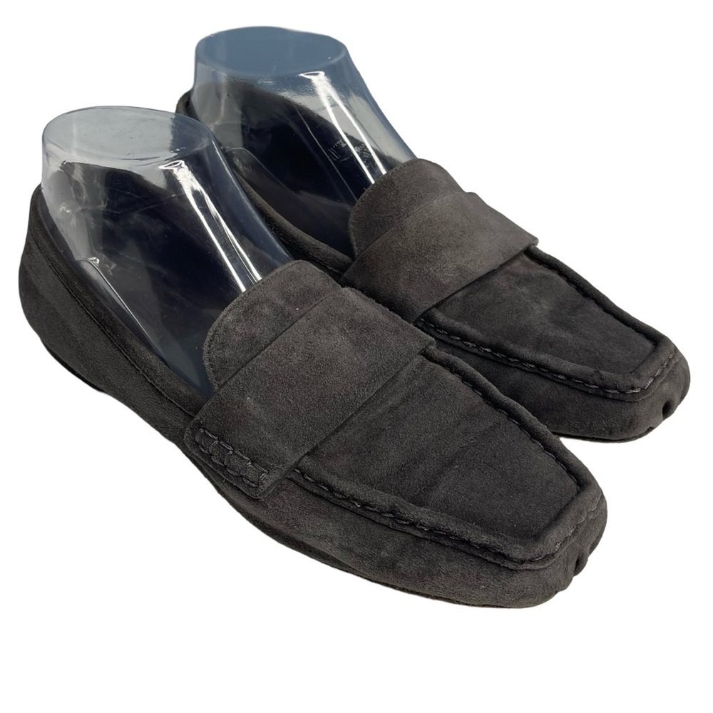 Lafayette 148 New York charcoal gray/ gunmetal rubber sole size 8 women loafer